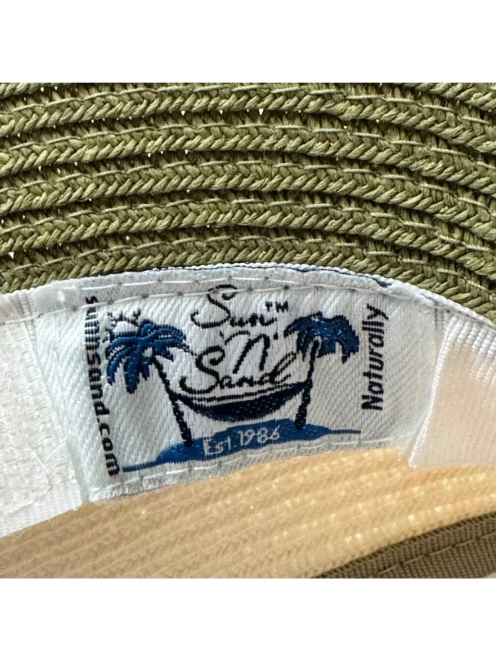 Sun N Sand Womens Straw Wide Visor Green/Beige Adjustable Fit Lightweight Travel - Picture 2 of 16